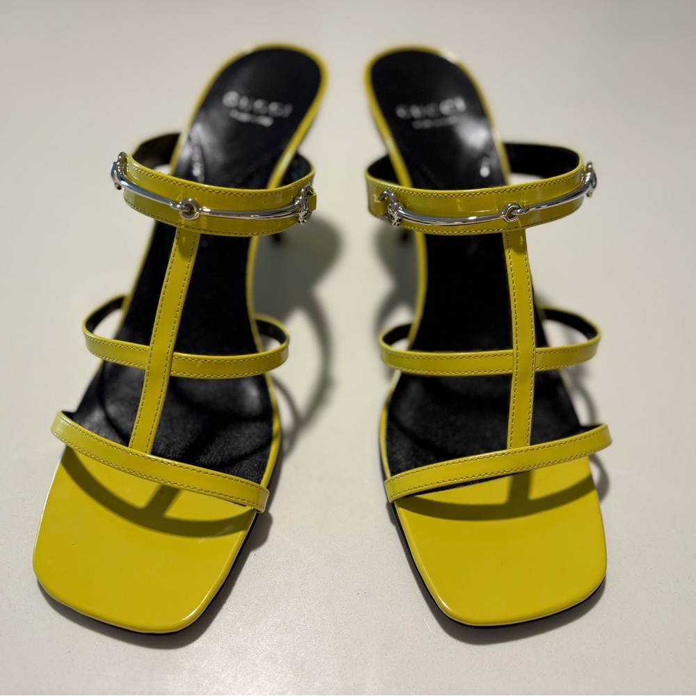 Gucci Yellow Women's Slim Horsebit Slide Sandals | Size: 39 Brand New $920 - Picture 15 of 15